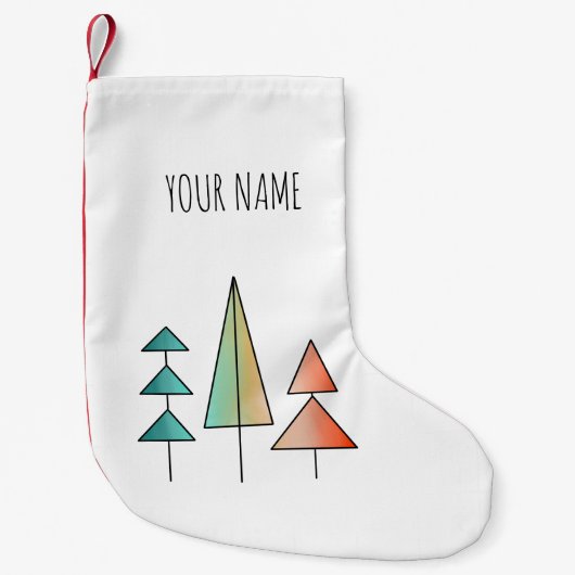 Petite Chaussette De Noël arbres arc-en-ciel modernes du milieu du siècle ro (Devant)