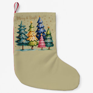Petite Chaussette De Noël Arbres de Noël aquarelle de Noël Arbre rose 