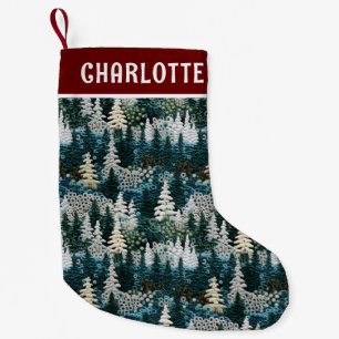Petite Chaussette De Noël Arbres de Noël Bois Brodés Personnalisés
