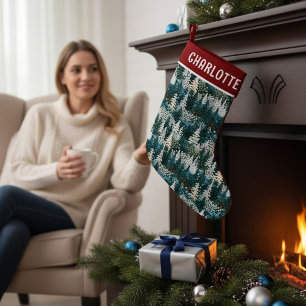 Petite Chaussette De Noël Arbres de Noël Bois Brodés Personnalisés