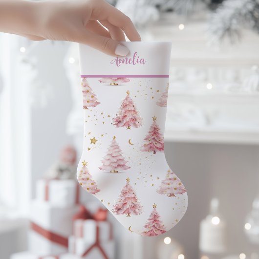 Petite Chaussette De Noël Arbres de Noël roses