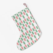 Petite Chaussette De Noël Arbres de Noël verts roses modernes (Dos (Accrochage))
