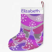 Petite Chaussette De Noël Arbres d'hiver Purple Nom bas (Dos)