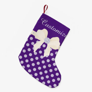 Petite Chaussette De Noël Arc et diamants de w/Cream pointillé par pourpre
