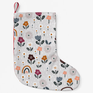 Petite Chaussette De Noël Arcs-en-ciel floraux : Texture sans fil tirée à la