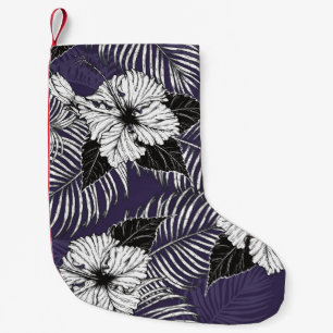 Petite Chaussette De Noël Areca palm, hibiscus croquis : motif vintage