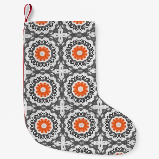 Petite Chaussette De Noël Argent Abstrait : Conception géométrique sans join (Devant)