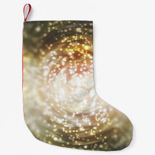 Petite Chaussette De Noël arrière - plan abstrait de flou or, avec boke déco