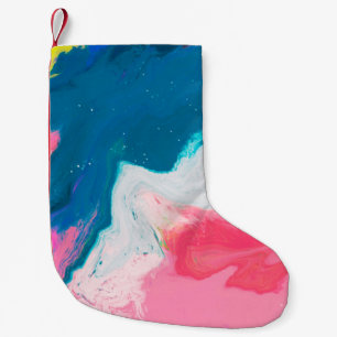 Petite Chaussette De Noël Arrière - plan Abstrait de peinture rose et turqu