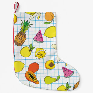 Petite Chaussette De Noël Arrière - plan aux fruits juteux. Patte de fruits