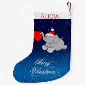 Petite Chaussette De Noël Arrière - plan Bleu Et Éléphant (Dos)