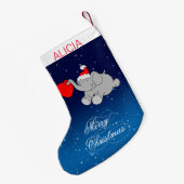 Petite Chaussette De Noël Arrière - plan Bleu Et Éléphant (Dos (Accrochage))