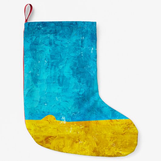 Petite Chaussette De Noël Arrière - plan bleu jaune (Devant)