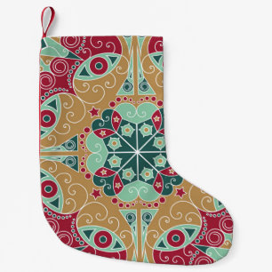 Petite Chaussette De Noël Arrière - plan coloré à motifs ethniques. Arabesqu
