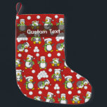 Petite Chaussette De Noël Arrière - plan de pingouins de Noël<br><div class="desc">Un arrière - plan de bande dessinée de pingouins mignon et heureux sans couture portant des chapeaux et des écharpes santa et jouant avec des boules de neige.</div>