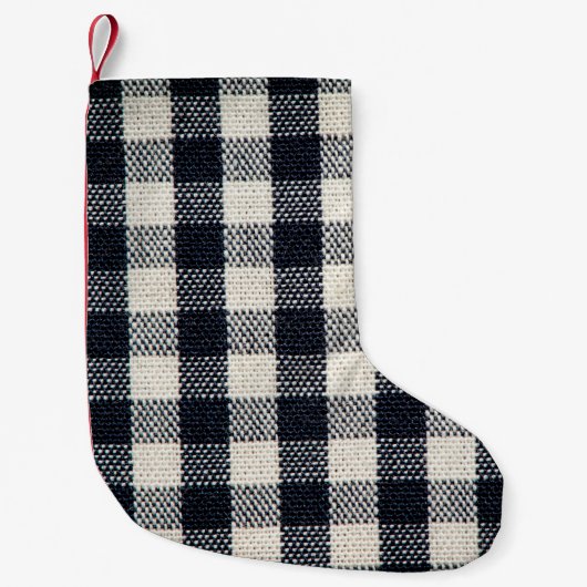 Petite Chaussette De Noël Arrière - plan de texture coton plaid. (Devant)