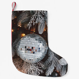 Petite Chaussette De Noël Arrière - plan décorations arborées avec lumière d