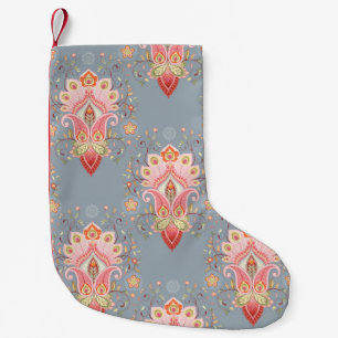 Petite Chaussette De Noël Arrière - plan en plumes Paisley Oriental