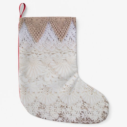 Petite Chaussette De Noël Arrière - plan et texture dentelle (Devant)