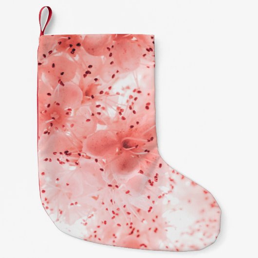 Petite Chaussette De Noël Arrière-plan fleuri Abstrait de fleurs roses (Devant)