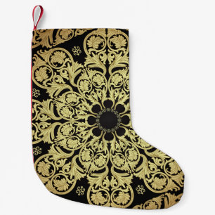 Petite Chaussette De Noël Arrière - plan Floral de luxe en or