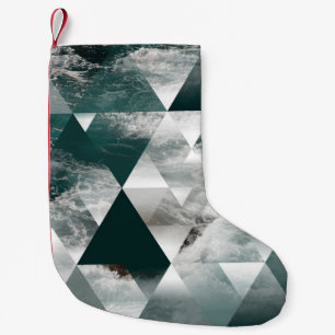 Petite Chaussette De Noël arrière - plan géométrique maritime abstrait avec 