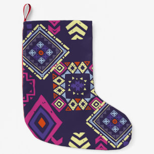 Petite Chaussette De Noël Arrière - plan géométrique tribal, primitif.