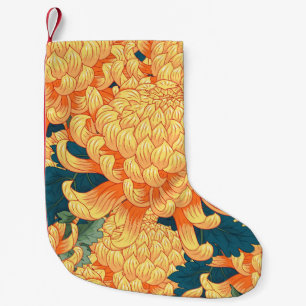 Petite Chaussette De Noël Arrière - plan sans couture avec fleurs jaunes jap