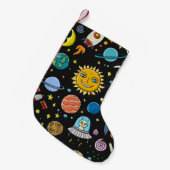 Petite Chaussette De Noël Arrière - plan spatial. Planètes du système solair (Devant (Accrochage))