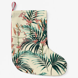 Petite Chaussette De Noël Arrière - plan tropical aux plantes de jungle. Sa