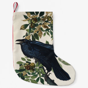 Petite Chaussette De Noël Art de la nature de l'oiseau corbeau Audubon vinta