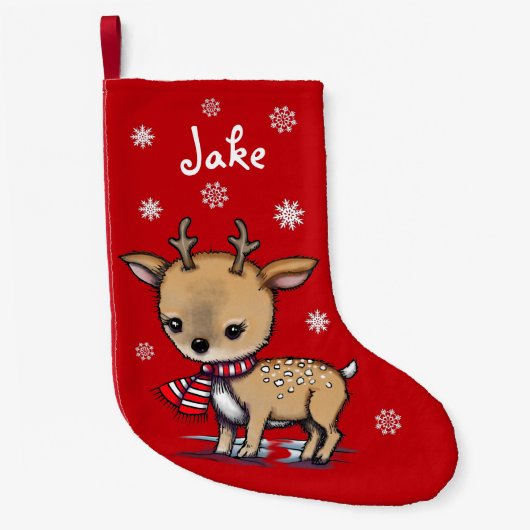 Petite Chaussette De Noël Art Illustré Cute Little Deer (Devant)