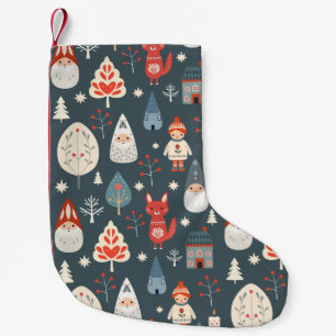 Petite Chaussette De Noël Art populaire scandinave avec génomes de Noël
