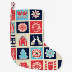 Petite Chaussette De Noël Art populaire scandinave sans couture motif vintag