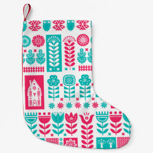 Petite Chaussette De Noël Art populaire scandinave : Vintage sans couture