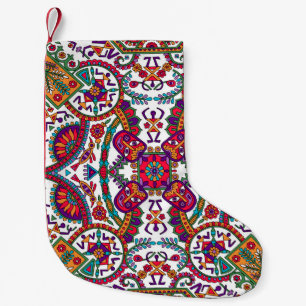 Petite Chaussette De Noël Art populaire traditionnel Allover Designart, ethn