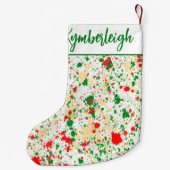 Petite Chaussette De Noël Artisan Abstrait Aquarelle Peinture Splashes Nom (Dos)