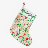 Petite Chaussette De Noël Artisan Abstrait Aquarelle Peinture Splashes Nom (Devant (Accrochage))