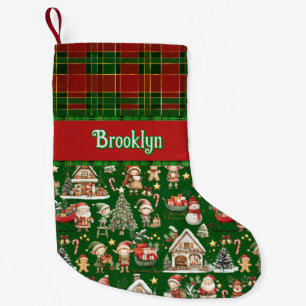 Petite Chaussette De Noël Atelier du Père Noël Elfes Occupés Noël Rouge Vert