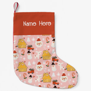 Petite Chaussette De Noël Atelier Noël Père Noël Retro rose