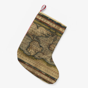 Petite Chaussette De Noël Atlas vintage d'antiquité de carte du monde