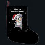 Petite Chaussette De Noël Australian Shepherd Merry Christmas Winter<br><div class="desc">L'Australian Shepherd at Christmas with fairy lights. Funny animals with poists for the holidays. Also funny for Christmas in July. Dogs are cute animals and are parfait pour Christmas.</div>