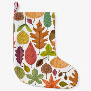Petite Chaussette De Noël Autumn leaves vintage seamless pattern on white ba