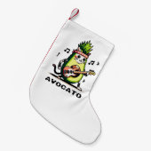 Petite Chaussette De Noël Avocato - Drôle Pixel Art Avocado Cat jouer basse (Devant (Accrochage))