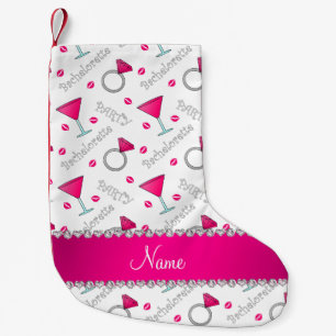 Petite Chaussette De Noël Bachelorette blanche nom personnalisé