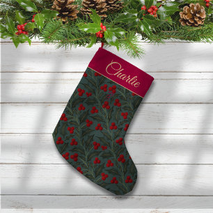 Petite Chaussette De Noël Baies de houx Noël