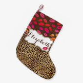 Petite Chaussette De Noël Baisers de lèvres d'empreinte de léopard (Devant (Accrochage))