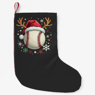 Petite Chaussette De Noël Bal de baseball avec cornes de rennes et Noël