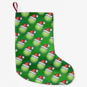 Petite Chaussette De Noël Bal De Tennis Vert À Santa Hat Motif (Devant)