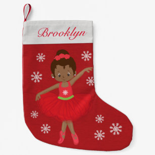 Petite Chaussette De Noël Ballerina de Noël afro-américaine personnalisée